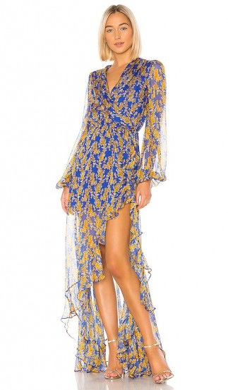 Caroline Constas Liv Dress in Blue and Yellow ~ feminine event gown