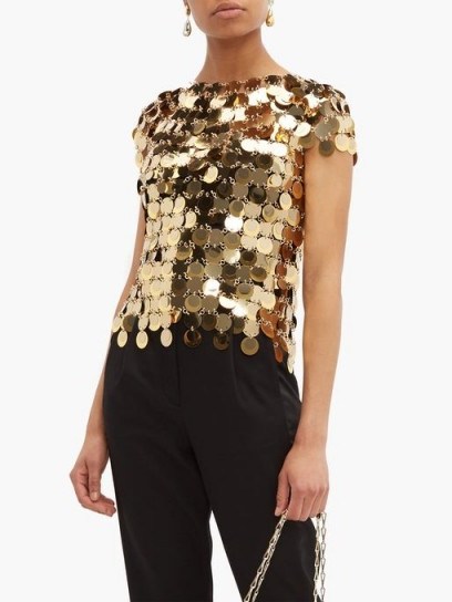 PACO RABANNE Chainmail gold sequin top ~ evening glamour - flipped