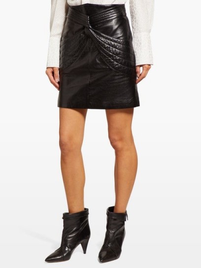 ISABEL MARANT Chaz quilted black-leather mini skirt
