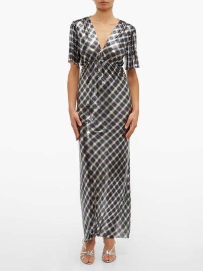 PACO RABANNE Checked chainmail maxi dress ~ long metallic dresses - flipped