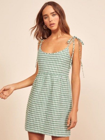 Reformation Christie Dress Palms | green gingham summer frock - flipped