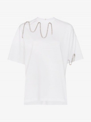 Christopher Kane White Squiggle Cupchain Diamante Chain T-Shirt ~ embellished tee - flipped