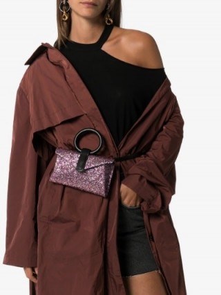 Complet Pink Valery Micro Glitter Leather Belt Bag