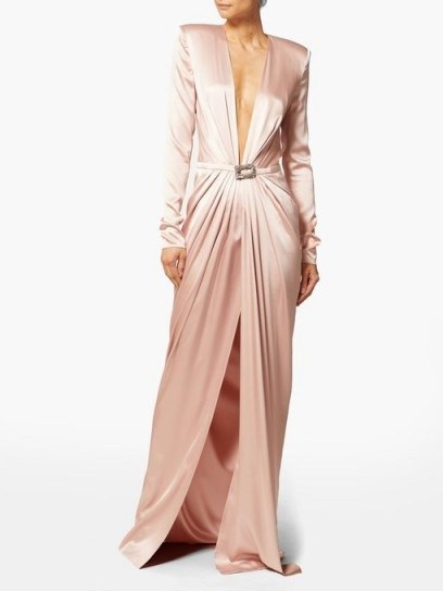 ALEXANDRE VAUTHIER Crystal-buckle pink silk-blend gown ~ luxe gowns - flipped
