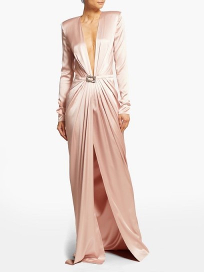 ALEXANDRE VAUTHIER Crystal-buckle pink silk-blend gown ~ luxe gowns