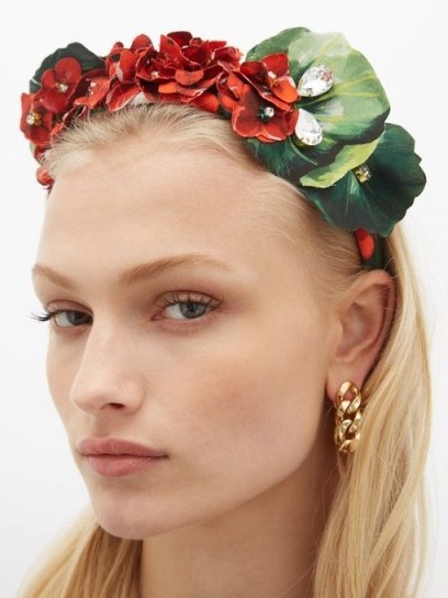 DOLCE & GABBANA Crystal-embellished floral headband | pretty headbands | hair accessory - flipped