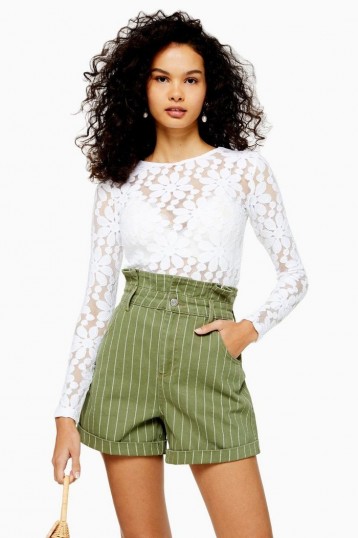 TOPSHOP Daisy Lace Long Sleeve Top White