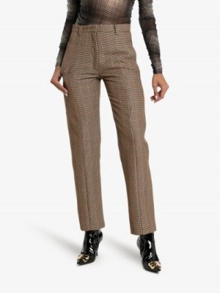 Delada Check Straight-Leg Trousers in Brown - flipped