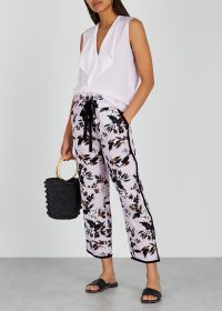 DIANE VON FURSTENBERG Lulu lilac floral silk trousers | tie waist summer pants