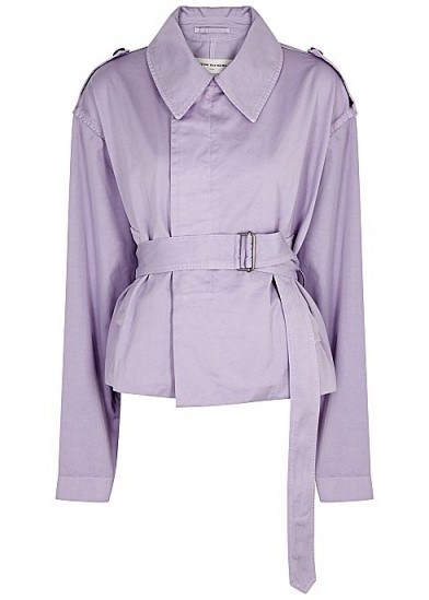 DRIES VAN NOTEN Verse lilac belted cotton jacket | oversized military style jackets - flipped