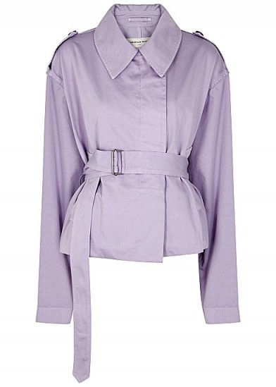 DRIES VAN NOTEN Verse lilac belted cotton jacket | oversized military style jackets