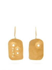 JIL SANDER Drilled pendant earrings | modern gold-tone jewellery