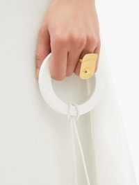 JIL SANDER Drilled squared brass ring | contemporary statement rings