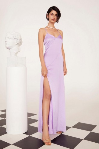 Nasty Gal x EMRATA Cross It off the List Satin Maxi Dress in Lilac | long slip dresses | Emily Ratajkowski fashion