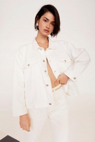 Nasty Gal x EMRATA Day Tripper Relaxed Denim Jacket in White | Emily Ratajkowski fashion collaboration