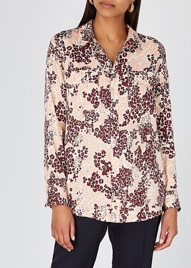 EQUIPMENT Slim Signature leopard-print shirt in burgundy and pink - flipped