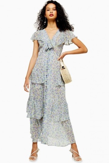 Topshop Floral Tiered Midaxi Dress ~ summer garden party / occasion dresses - flipped