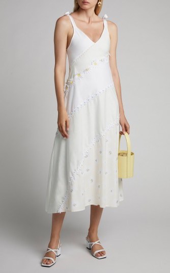 Solid & Striped Floral-Appliquéd Cotton-Poplin Midi Dress ~ pretty sundresses - flipped