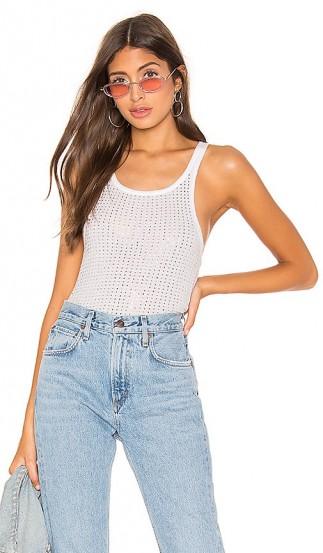 Frankie B Sade Crystals Cropped Tank in White / shimmering vest top