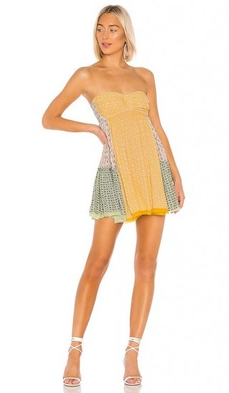 Free People Across The Sea Tunic Yellow – mixed print bandeau fit and flare - flipped