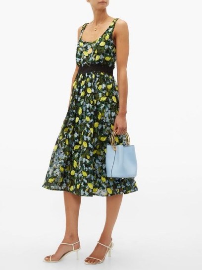 DIANE VON FURSTENBERG Freeda lemon-embroidered tulle dress | retro summer fashion - flipped