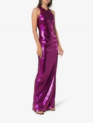 Galvan Purple Sequin-Embellished Gown
