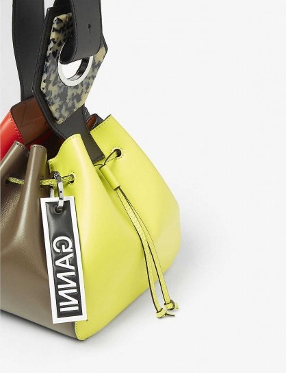 GANNI Multi-coloured leather drawstring bag | colour-block bags - flipped