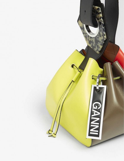 GANNI Multi-coloured leather drawstring bag | colour-block bags