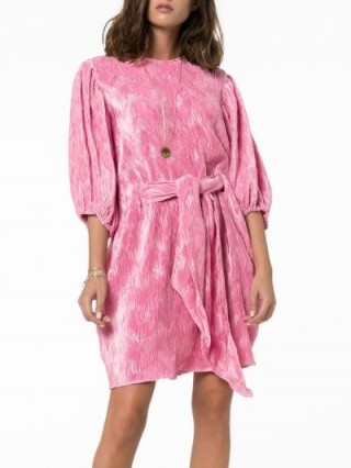 Ganni Puff Sleeve Mini Dress in Pink