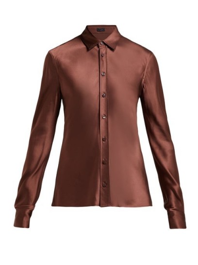 JOSEPH George satin blouse | luxe brown shirt