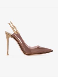 Gianvito Rossi Double Slingback 105mm PVC Pumps in Brown