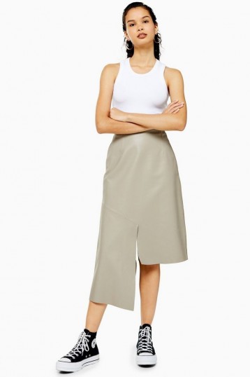 Topshop Boutique Grey Leather Skirt | asymmetric hemline skirts