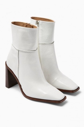 TOPSHOP HERO White Boots – square toe ankle boots - flipped