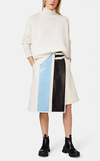 JIL SANDER Layered Mixed-Media Skirt ~ stylish asymmetric skirts - flipped