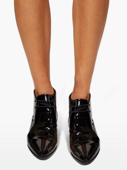 SAINT LAURENT Jonas black patent-leather ankle boots ~ high-shine booties - flipped