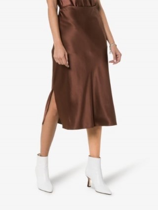 Joseph Brown Frances Slip Pencil Silk Skirt ~ silky side split skirts