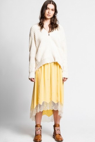 ZADIG & VOLTAIRE JOSLIN JAC GUITAR SKIRT | yellow lace trimmed skirts - flipped
