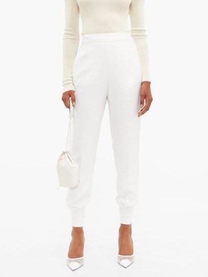 STELLA MCCARTNEY Julia crepe track pants in ivory ~ casual luxe clothing - flipped