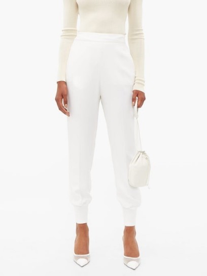 STELLA MCCARTNEY Julia crepe track pants in ivory ~ casual luxe clothing