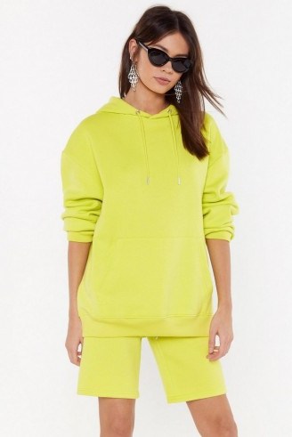 NASTY GAL Keep It Chill Oversized Hoodie – lime hooded sweat top - flipped