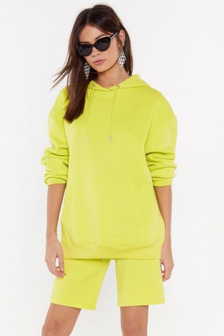 NASTY GAL Keep It Chill Oversized Hoodie – lime hooded sweat top