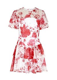 KEEPSAKE Enchanted printed chiffon mini dress | tiered summer party dresses