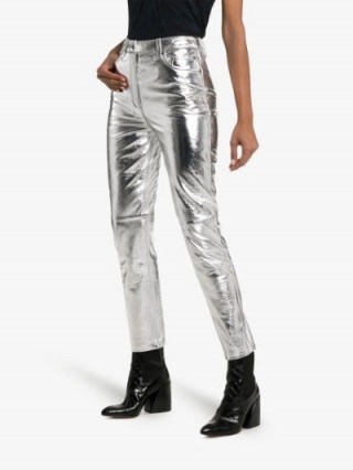 Ksubi Dreams High Waist Leather Trousers in Silver ~ silver pants - flipped