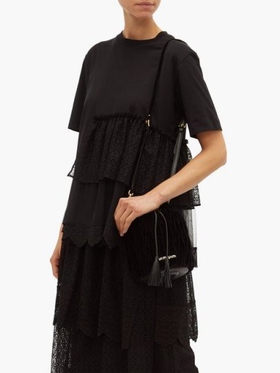 SIMONE ROCHA Black lace-panel cotton T-shirt ~ feminine tiered tee - flipped