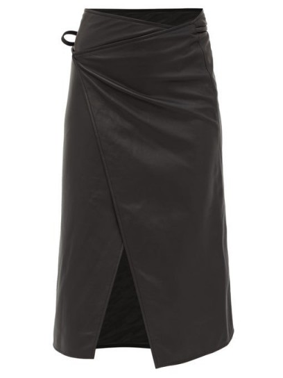 VETEMENTS Black Leather midi wrap skirt