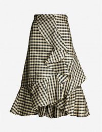 LES COYOTES DE PARIS Maeyles checked high-rise silk skirt