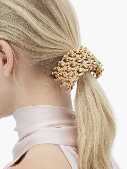 ROSANTICA BY MICHELA PANERO Liberta crystal-stud hair tie | gold-tone ponytail accessory - flipped