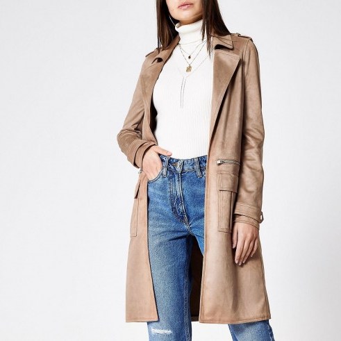 River Island Light brown faux suede utility jacket - flipped