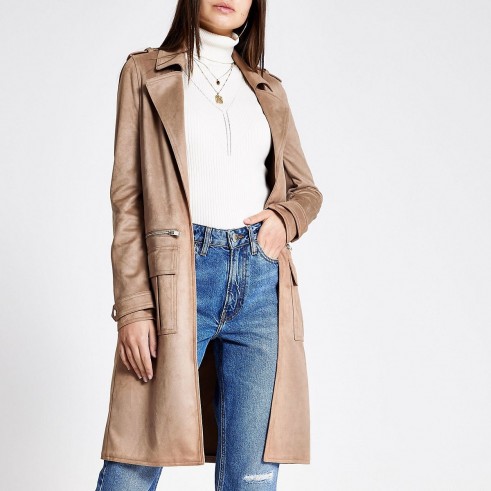 River Island Light brown faux suede utility jacket
