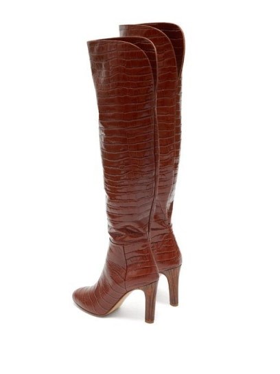 GABRIELA HEARST Linda crocodile-effect leather knee-high boots in dark-tan - flipped